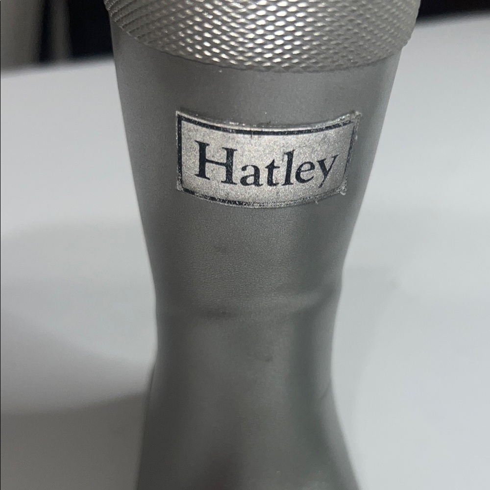 Hatley Metallic Gray Kids Rain Boots - Picture 2 of 9